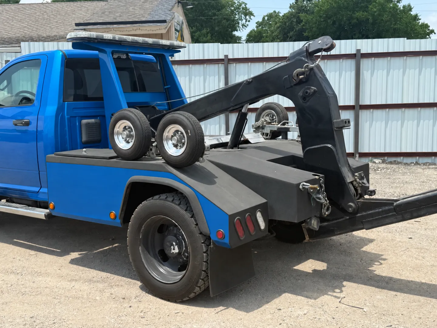 Tow truck inside the fenced, secured VSF Recovery storage facility