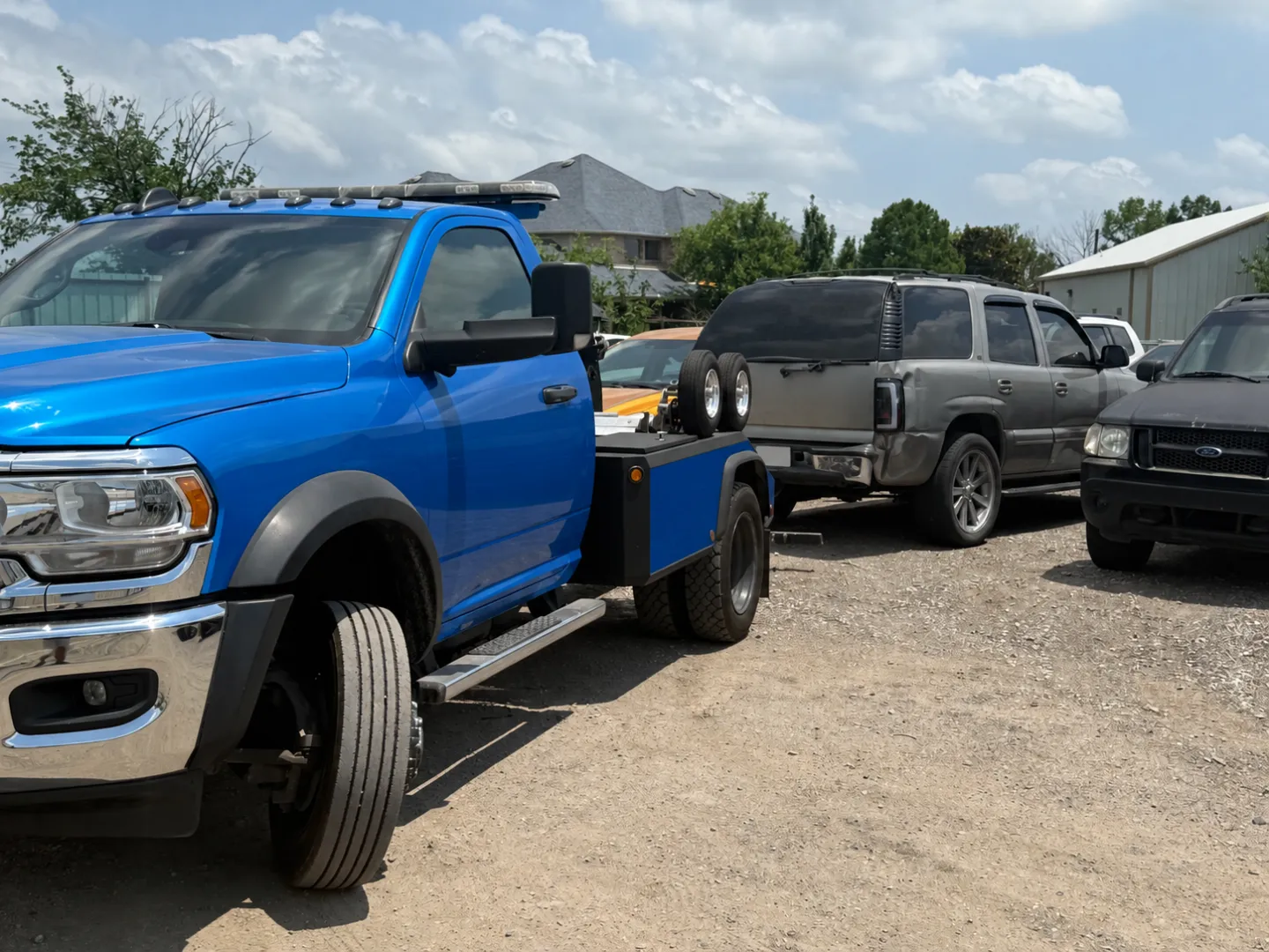 Vehicles parked at the VSF Recovery storage lot in Collin County, TX