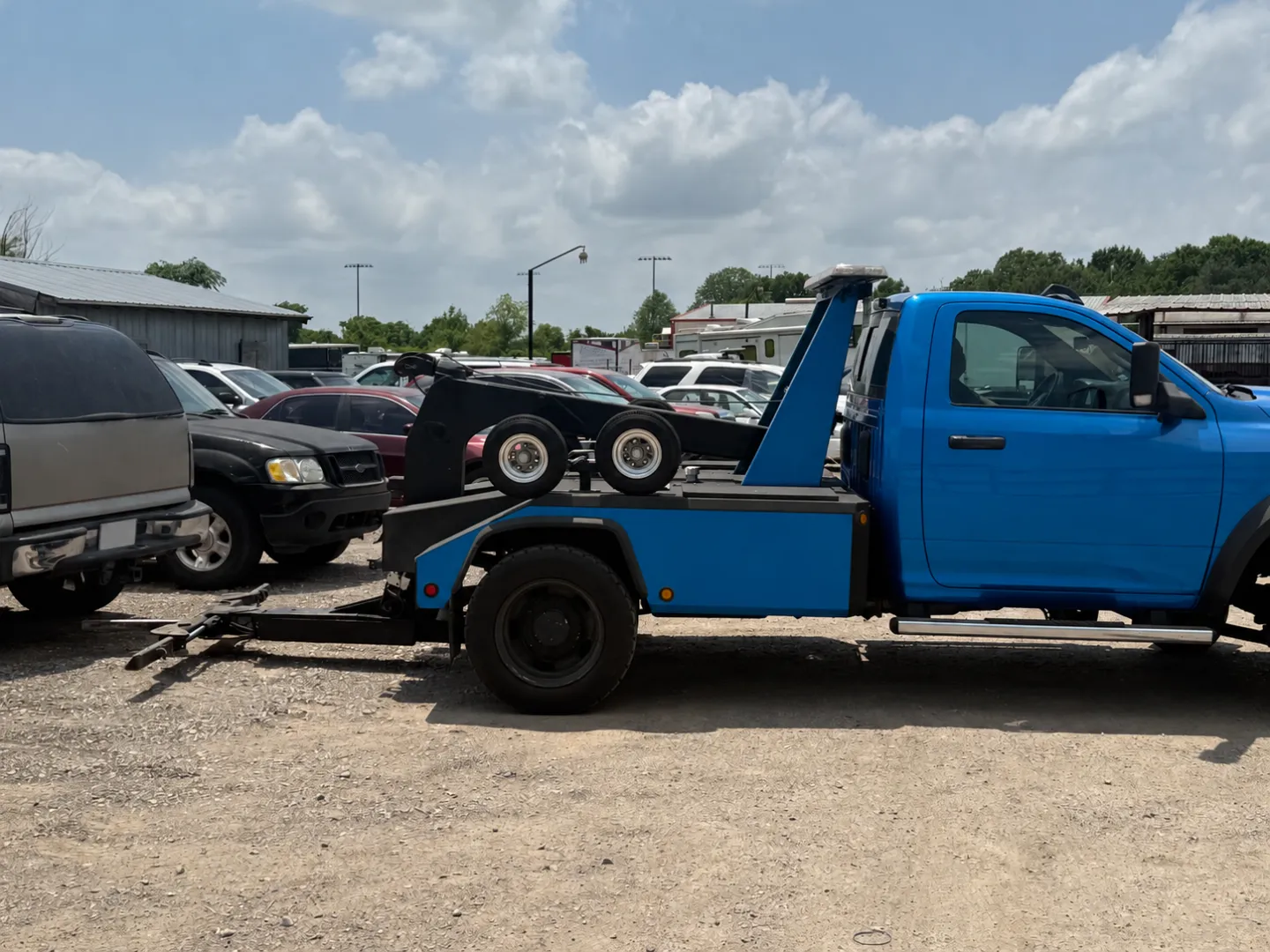 VSF Recovery tow truck parked at the secured vehicle storage lot in Collin County, TX